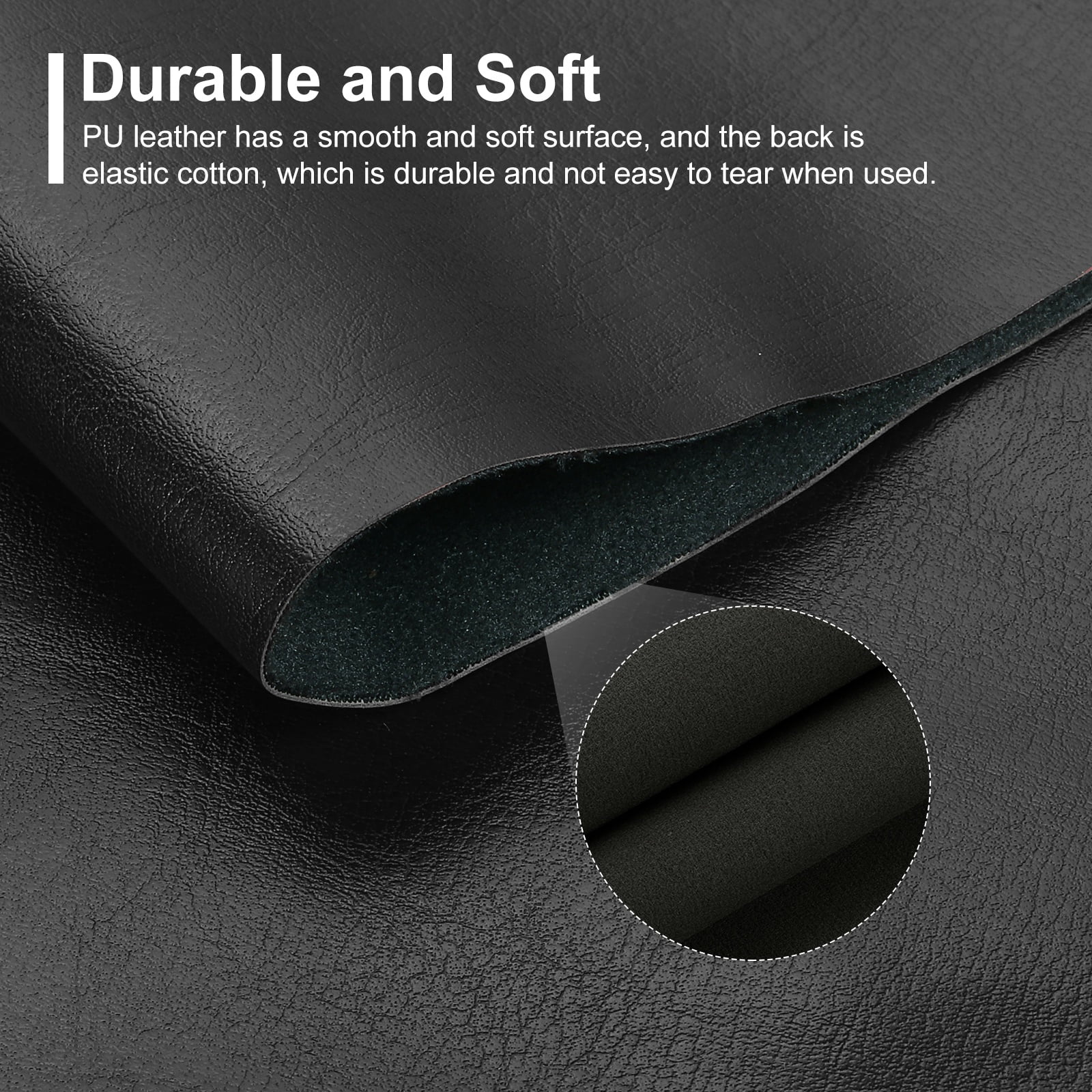 Uxcell Faux Leather Fabric, 1 Yard Waxed PU Leather Upholstery Fabric for DIY Crafts, Black