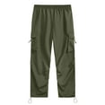 thumbnail image 6 of Htigea Men Fashion Solid Casual Drawstring Elastic Waist with Pocket Trousers Sport Cargo Pants Fashionable Mens Activewear Cool Sweatpants for Men Today Army Green,M, 6 of 6