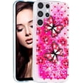 thumbnail image 2 of Case for Samsung S24 Ultra, Galaxy S24 Ultra Case Cute Pink Glitter Luxury Sparkle Liquid Girls Women Quicksand Clear Soft TPU Protective Case for Samsung Galaxy S24 Ultra Pink Butterfly, 2 of 12