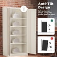 thumbnail image 4 of SOLAURA 72 inches Tall Metal Garage Storage Cabinets, Lockable Steel Storage Cabinet with Doors and Adjustable Shelves for Office, Home, Shops, Garage, Assembly Required, Warm Gray, 4 of 7