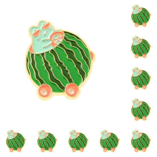 Guardurnaity Broche de dibujos animados con forma de fruta de rana, joyería divertida, alfileres de solapa esmaltados, insignia, accesorios, Clip, XZ5344 10piezas