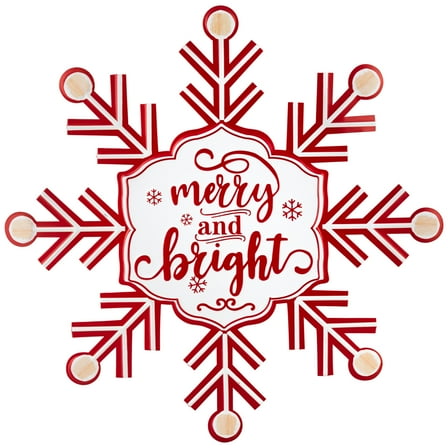 Northlight Merry and Bright Snowflake Metal Wall Sign - 15.75"