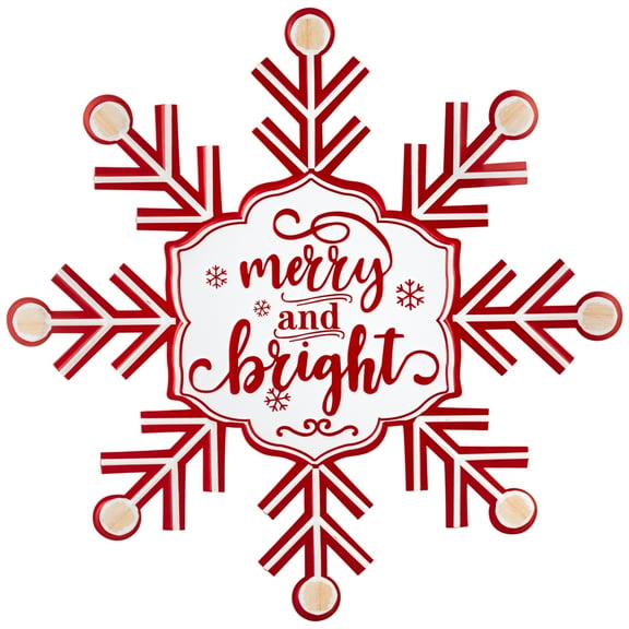 Northlight Merry and Bright Snowflake Metal Wall Sign - 15.75"