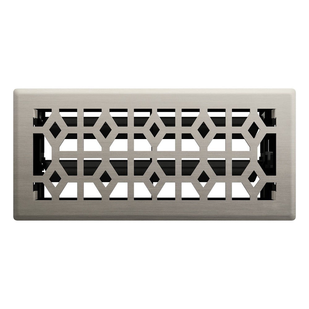 Imperial RG3396 Brushed Nickel Templar Design Louvered Floor Register - 4inch x 12inch Duct Opening