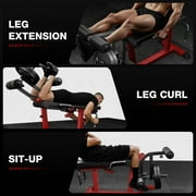 Leg Extension and Curl Machine, 440LB Adjustable Leg Curl Machine for Home Gym, Seated Leg Extension and Lying Curl Machine for Lower Body Workouts