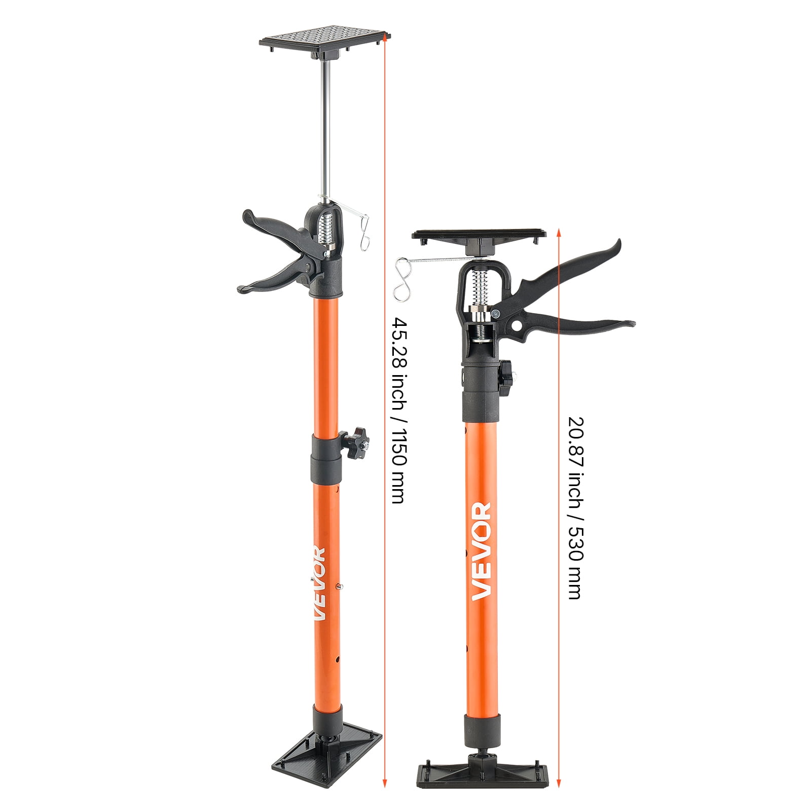 VEVOR Cabinet Jack Support Pole, 2-Pack, 21.3-60 Inch Steel Telescopic Quick Support Rod, Adjustable 3rd Hand System up to 154 lbs Capacity for Installing Cabinets, Lifting Drywall, Cargo Bars