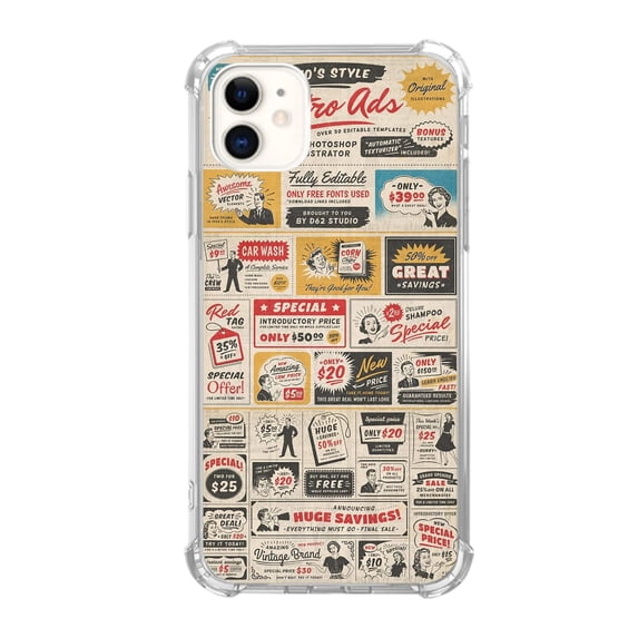 Retro 50s Ad Case Compatible with iPhone 11,Unique Art Design TPU Bumper Cover Case