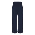 thumbnail image 4 of Baberdicy on Clearance under $15 Linen Wide Leg Pants Women Summer Casual Drawstring Elastic High Waist Trousers Beach Trendy Palazzo Pant Trousers with Pockets Navy S, 4 of 9