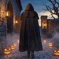 thumbnail image 4 of Medieval Hooded Cloak, Wizard Cosplay, Wizard Costume, Witch Costume Cloak, Historical Cape, Renaissance Hooded Cloak for Women Men, Adult Medieval Cape With Hood, Viking Cloak, Black L, 4 of 6