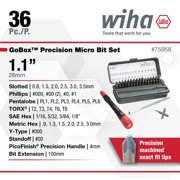 Wiha Tools GoBox Mico Bit Set 36 Piece, 1.1, 28mm, 4mm hex drive.