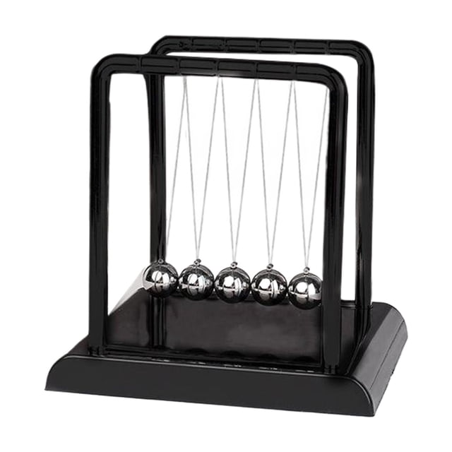 Cateissary Juguete de péndulo de bola de ciencia física para aliviar el estrés, péndulo de Metal para cuna de para oficina y hogar Decoración del hogar todo negro