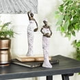 thumbnail image 3 of 3"W, 13"H Multi Colored Polystone Standing African Woman Sculpture with Intricate Details, by DecMode (2 Count), 3 of 10