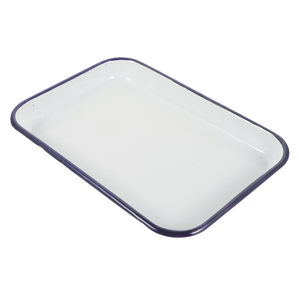 LEXSOMEO Enamel Baking Sheet Pan - White Ceramic Cookie Sheet Non-stick Jellys Rolls Pan Rectangular Serving Tray Enamel Dish Pancake Oven Tray for Kitchen
