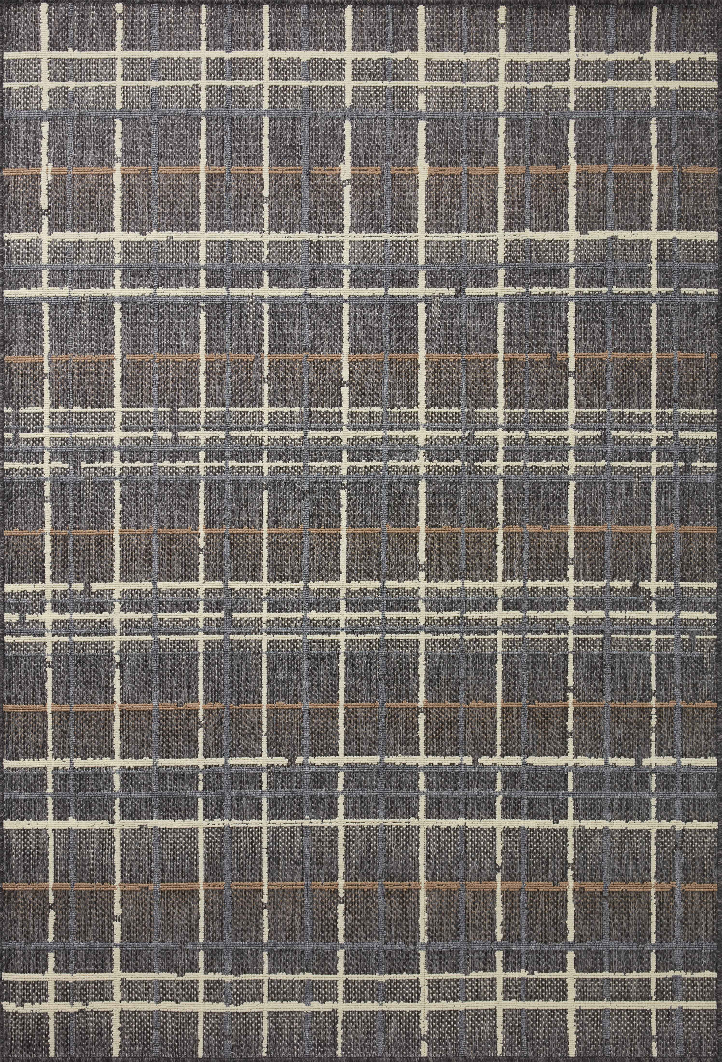 Indoor Outdoor Loloi Rainier Charcoal / Multicolor 18" x 18" Sample Rug