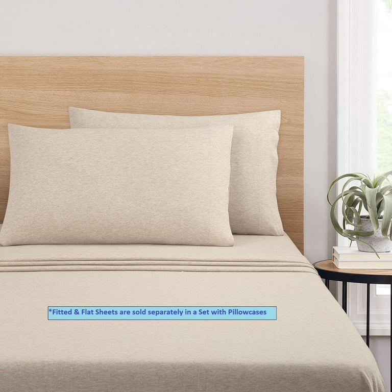 Mainstays Extra Soft Jersey Pillowcase Set Standard Queen Oatmeal 2 Piece Walmart