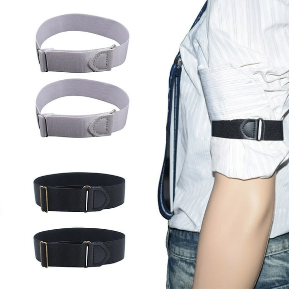 Men’s Elastic Shirt Sleeve Garters Armbands Adjustable Metal Clips Sleeve Holders for Dress Shirts, Uniforms, Business or Office Use