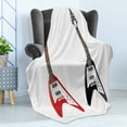 thumbnail image 4 of Guitar Soft Flannel Fleece Throw Blanket, Musical Instrument with V Shaped Design Famous Rock and Roll Strings Creativity, Cozy Plush for Indoor and Outdoor Use, 50" x 60", Multicolor, by Ambesonne, 4 of 5