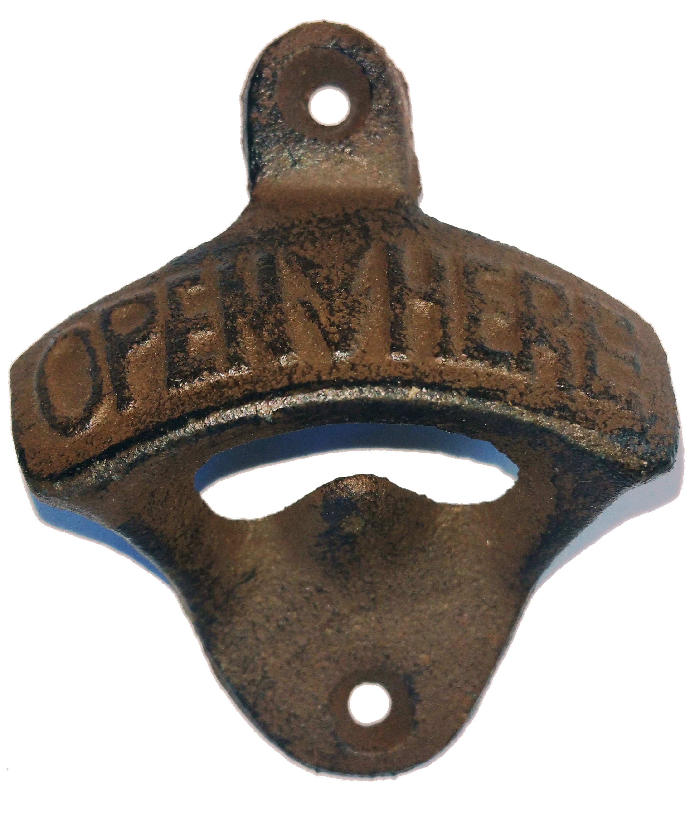 Retro Cast Iron OPEN HERE Wall Mounted Bottle Caps Opener Bar Kitchen Cola Beer 