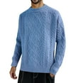 thumbnail image 2 of Uuszgmr Mens Coat Oversized Knit Sweater Solid Vintage Pullover Sweater Unisex Woven Crewneck Knitted Tops, 2 of 4