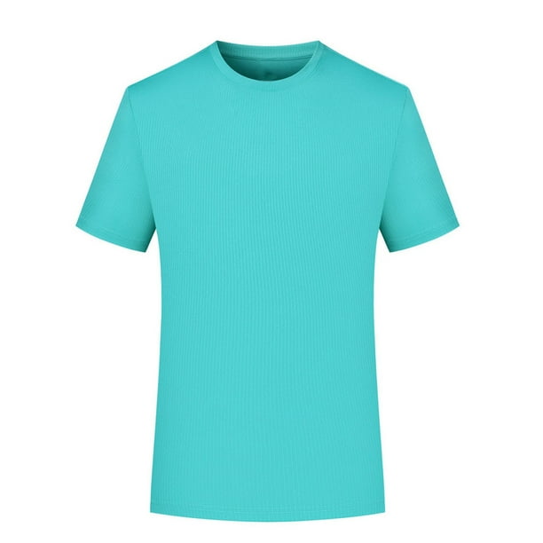 pstuiky camisetas de hombre, Blusa deportiva informal de color liso con cuello redondo y manga corta elástica para hombre camisas casuales para hombre l