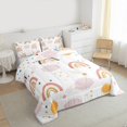 thumbnail image 3 of Homewish Bohemain Rainbow Bedding Comforter Set,Cute Coulds Sun Pattern Twin Comforter Sets,Pink White Orange Bedding Set For Girls Kids,Super Cozy Room Decor Reversible,2-Piece, 3 of 8
