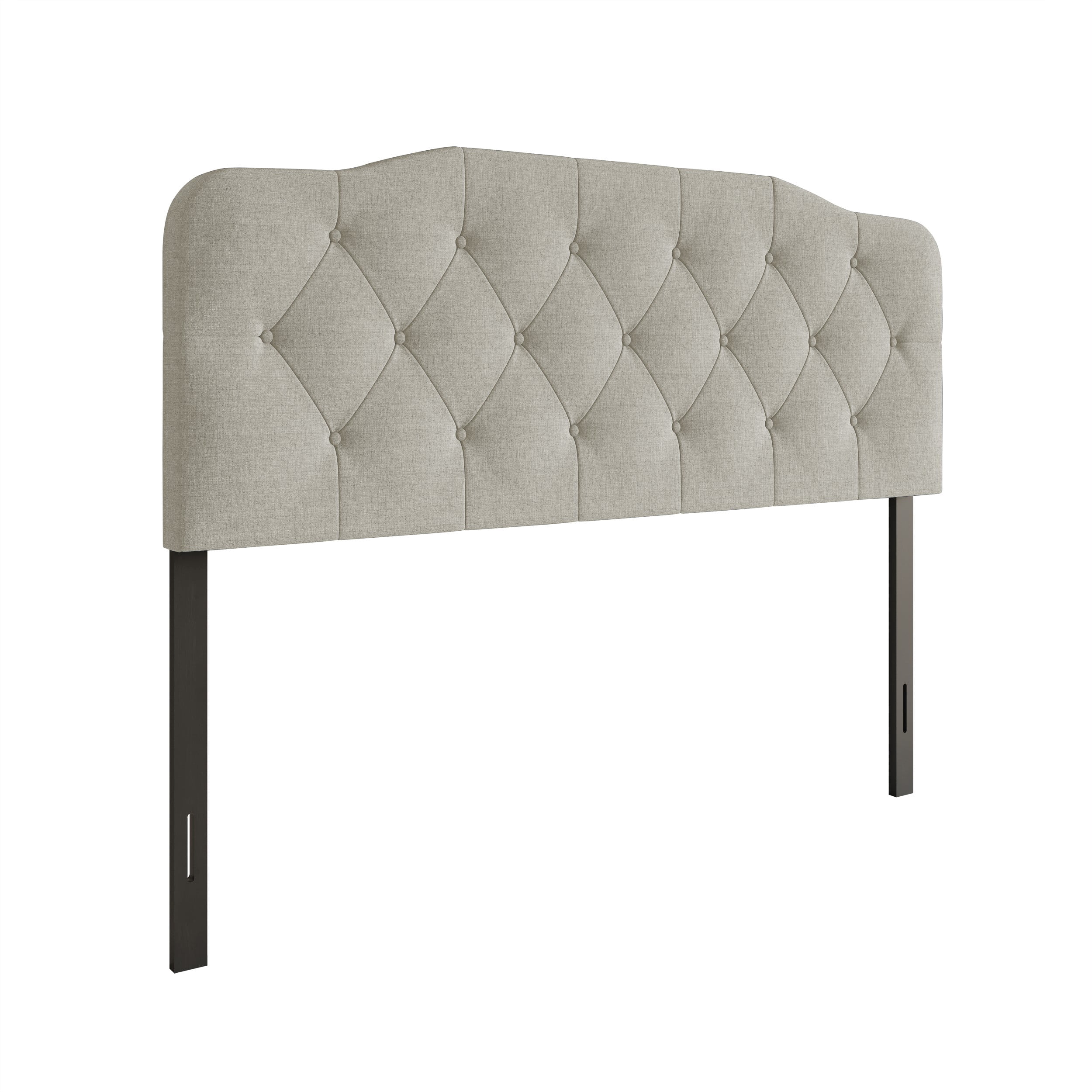 Home Design Angela Twin Button-Tufted Upholstered Headboard with Adjustable Height and Foam Padding, Warm Grey, Easy assembly