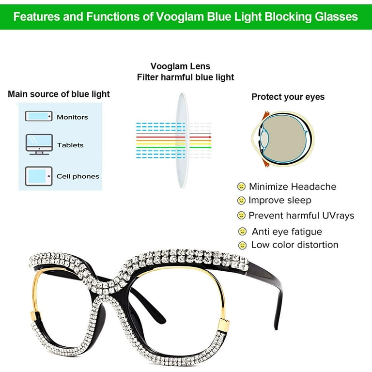  VOOGLAM Oversize Square Blue Light glasses for Women