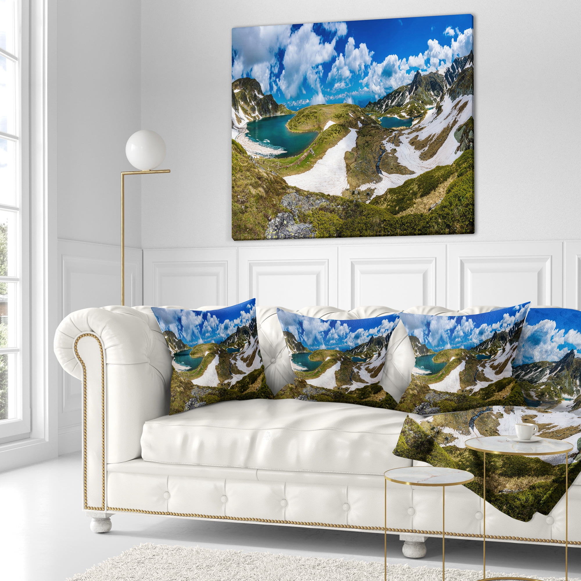 Designart Seven Rila Lakes in Bulgaria - Landscape Printed Throw Pillow - 16x16