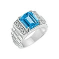 thumbnail image 3 of RYLOS Men's Rings Sterling Silver Designer Style 10X8MM Emerald Cut Shape Gemstone &  Diamonds Blue Topaz December Birthstone Rings For Men Size 8, 3 of 7