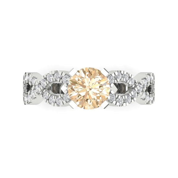 Solitaire with Accents Engagement Ring for Women - 1.42ct Natural Morganite in 14K White Gold Promise Ring