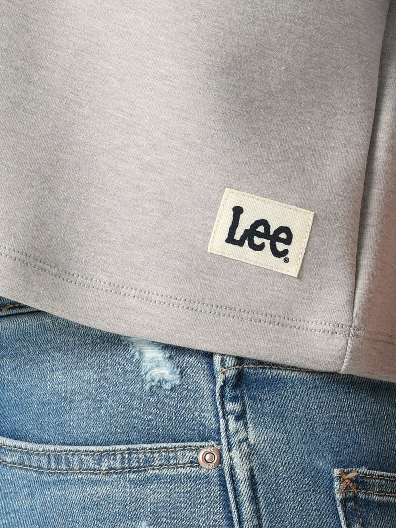 ★LEE★ Women's Graphic Ringer Crop T-Shirt Light Grey LE250 Lee Women's Cropped Tee - Soft, Lightweight, Relaxed Fit