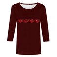 thumbnail image 4 of Plebaso Chemises à Manches 3/4 pour Femmes Mignonnes avec Cœur Hauts Amples Décontractés Blouses à Col Rond T-Shirts Imprimés, 4 of 4