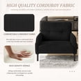 thumbnail image 3 of Modern Accent Chair,Armchair,Corduroy Fabric Sofa Chairs,Upholstered Armchair for Living Room,Bedroom,Office,Black, 3 of 7