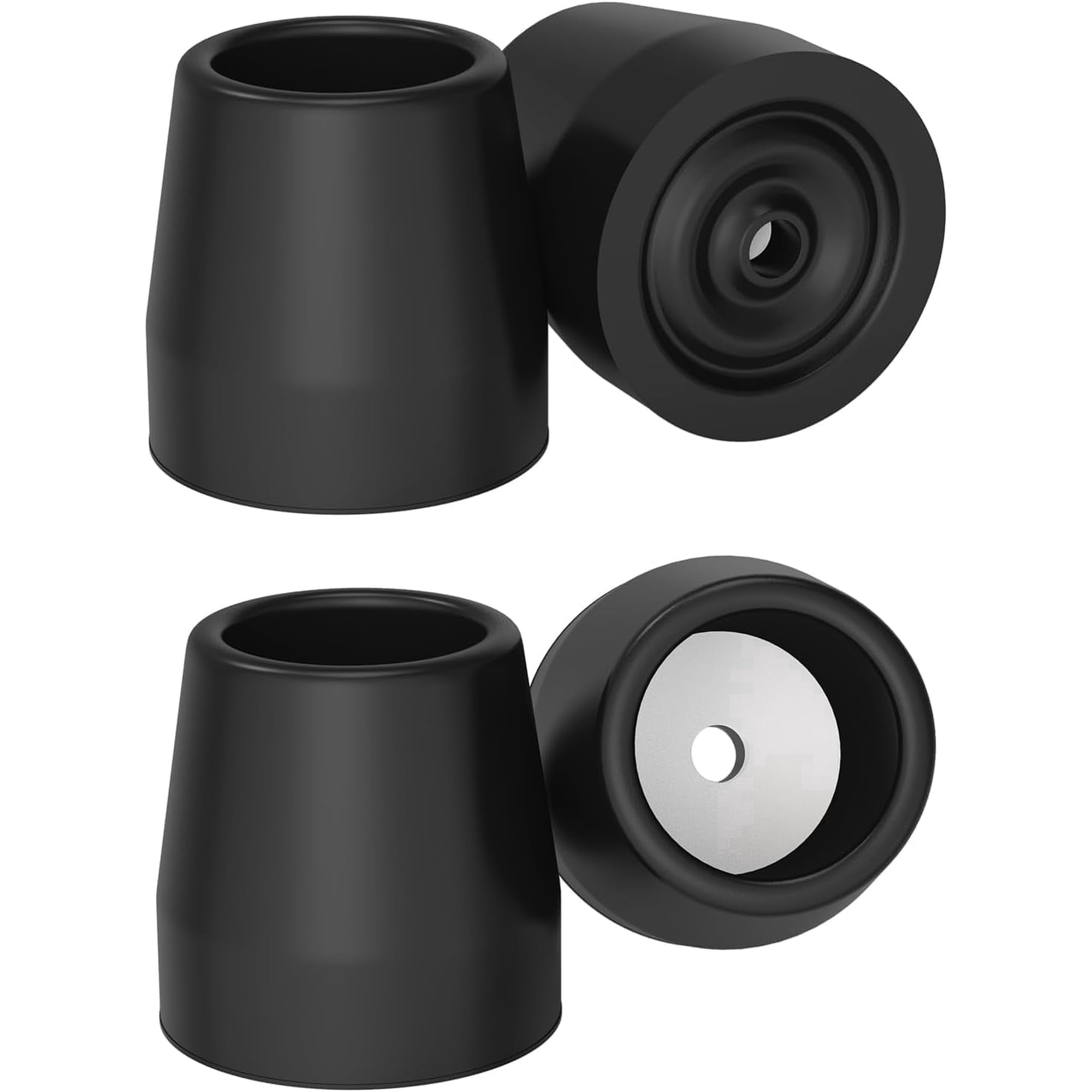 SupreGear Rubber Walker Replacement Tips, 1 in Non-Slip Leg Caps for Walkers and Frames Floor Protection, 4 Pack, Black