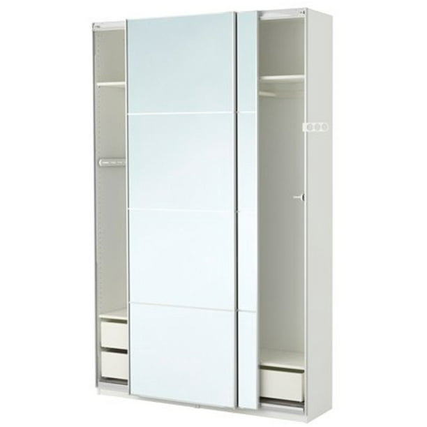 Ikea Pax Wardrobe White Auli Mirror, White Triple Wardrobe With Mirror Ikea