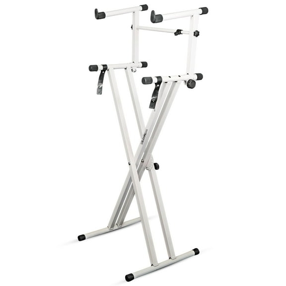 5 Core 2 Tier Keyboard Stand Double X Style Adjustable Electric Piano Riser Holder