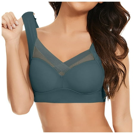 Kcodviy Women s Large Strapless Lace Women Bras Wireless Plus Size Tank Top Underwear Thin Large Bra Side Fold Side High Support Sports Bras for Women Gather Adjustable Bra