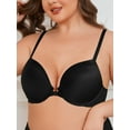 thumbnail image 2 of Deyllo Women's Push Up T-Shirt Bras Full Cup Padded Plunge Underwire Support Lift Up Add One Cup Seamless Bra,Black 38DD, 2 of 13