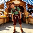 thumbnail image 6 of PLHWHYQ 3 Pcs Boys Oktoberfest Bavarian Set, Short Sleeve Shirt, Suspender Lederhosen Pants & Hat, Kids German Festival Outfit for Themed Party Green-1 1-3 Years, 6 of 7