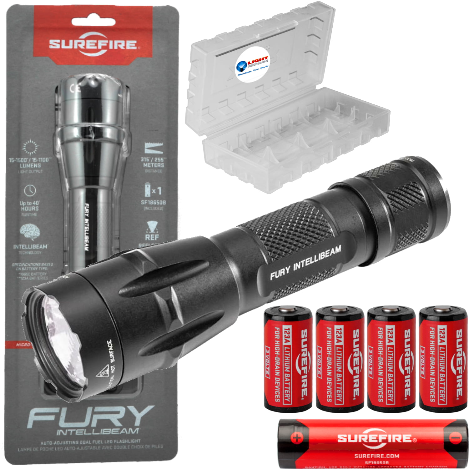 SureFire Sidekick 300 Lumen Rechargeable LED Keychain Flashlight Bundle with USB Car and Wall Adaptors 