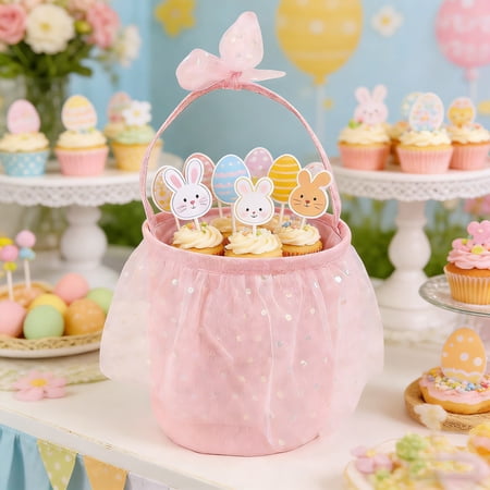 Horivan Easter Basket Bag Reusable Fabric Storage Tote for Candy Gifts Toys Picnic Holiday Decorations Easter Egg Hunt Party Supplies Horivan Easter Basket Bag Reusable Fabric Storage Tote for Candy Gifts Toys Picnic Holiday Decorations Easter Egg Hunt Party Supplies