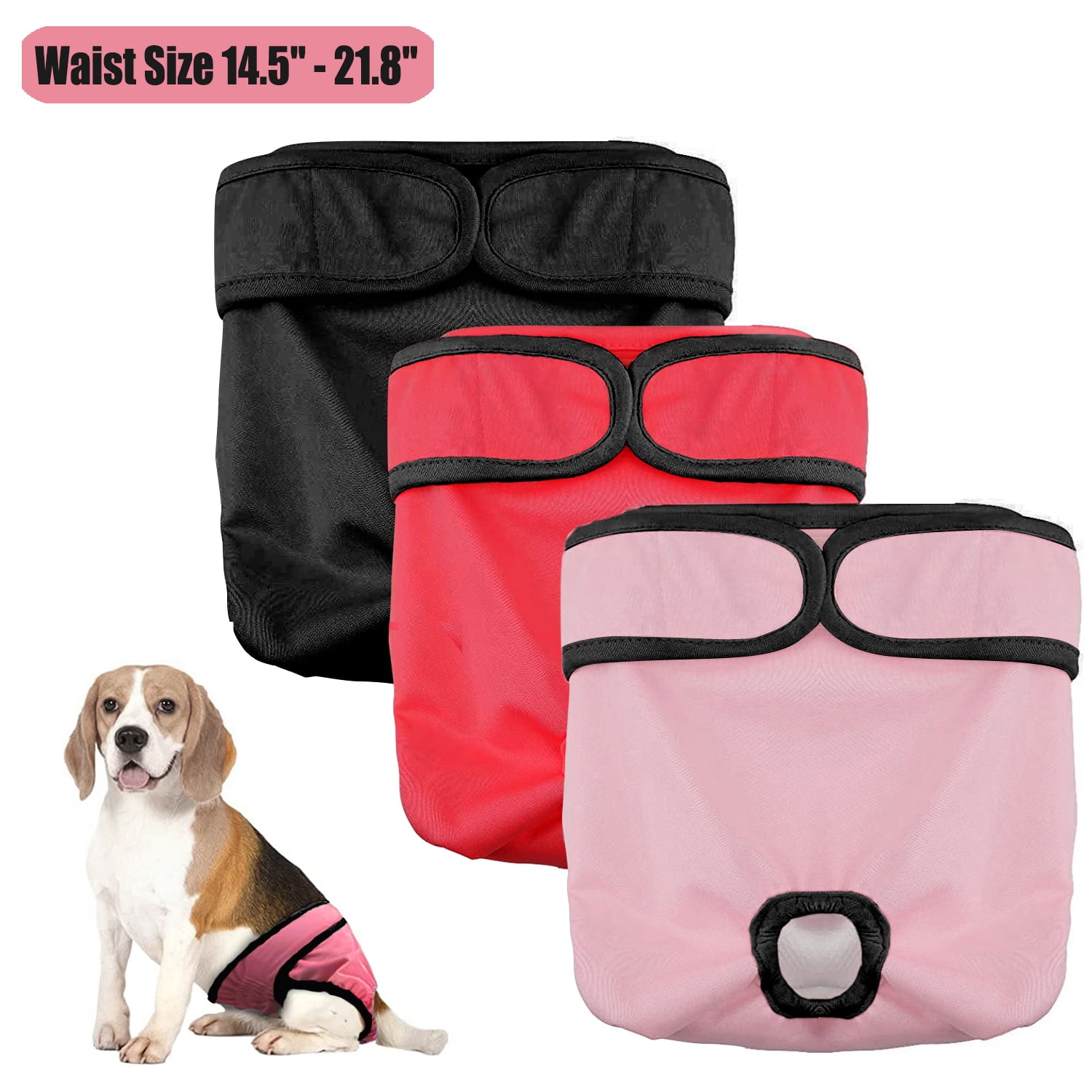 3PCS Washable Female Dog Diapers,No Leak Reusable Dog Diapers Female