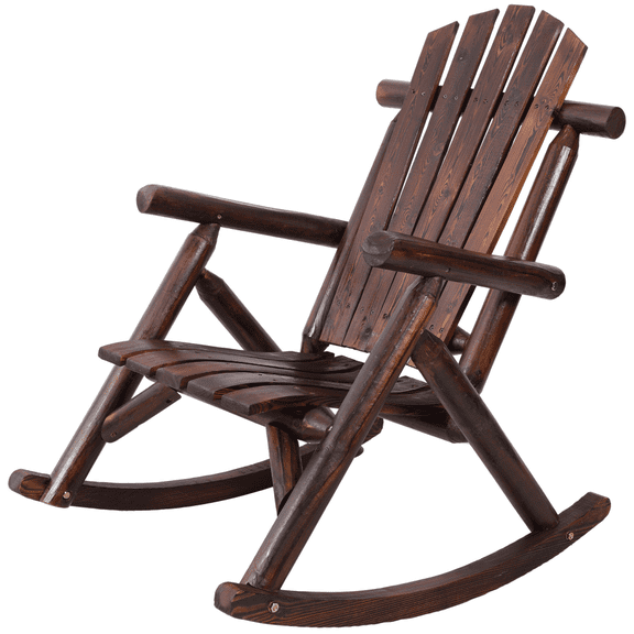 Wooden Porch Rocker Durable Fir Outdoor Patio Chair Brown