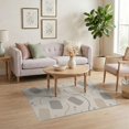 thumbnail image 3 of ODIKA 4'x6' Beige Grey Abstract Geometric Modern Washable Area Rug Flowing Curves Rounded Rectangles Scattered for Bedroom, Reading Nook, Pet Friendly & Non-Shedding, 3 of 6
