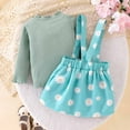 thumbnail image 4 of Odeerbi 6M-4Y Toddler Girls Cotton Outfits Rib Knit Long Sleeve Tops with Daisy Print Suspender Skirt Two-piece Set Solid Color Floral Skirt Set Toddler Girls Clothes, 4 of 7