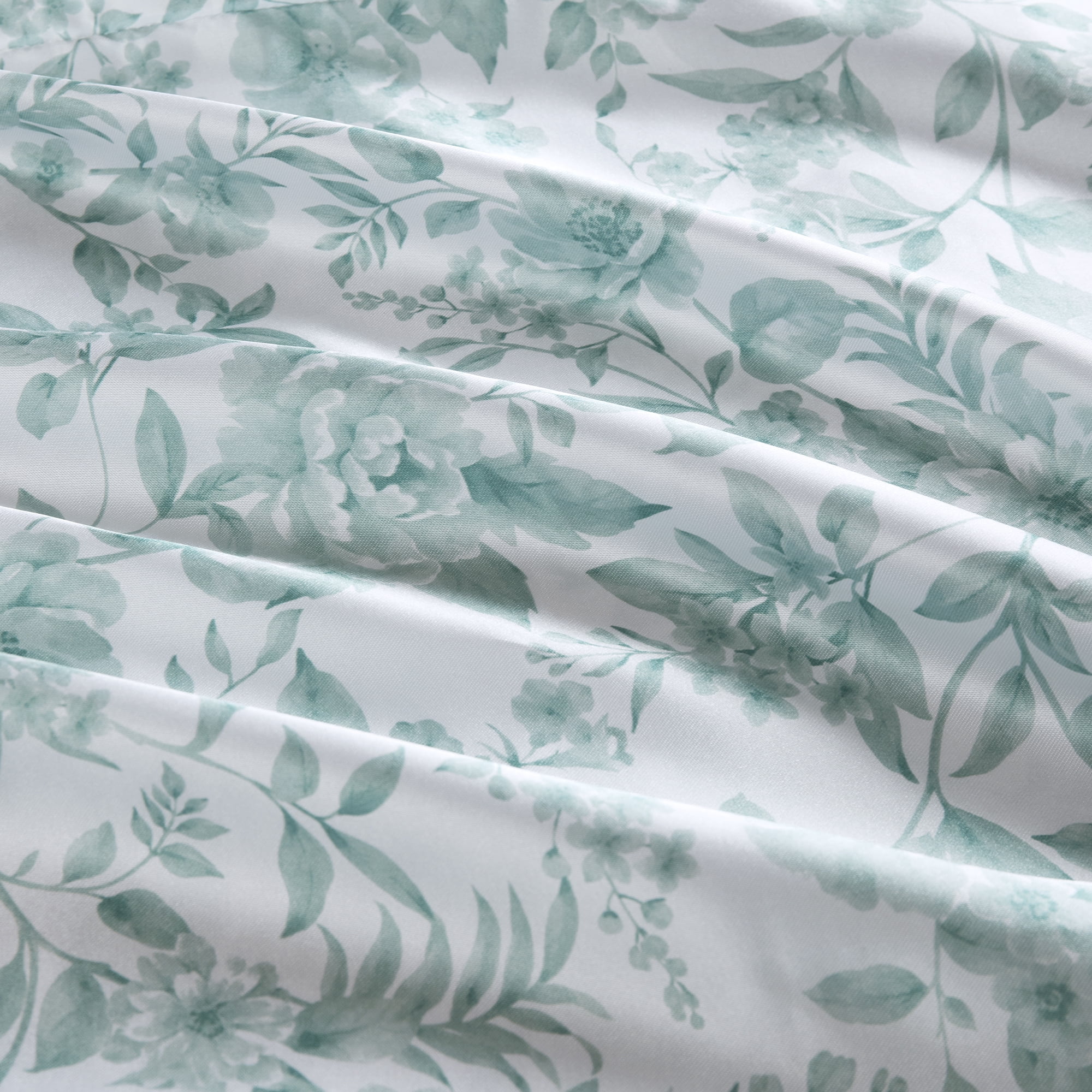 Mainstays Satin Body Pillowcase, Green Floral, 20 in x 52 in, 1 Pack