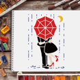 thumbnail image 6 of Couple Stencils 11.7x8.3inch Rainy Night Stencil Couple with Umbrella Drawing Template Reusable Umbrella Rain Couple Stencil for Painting on Wood Tile Paper Fabric Floor Wall DIY, 6 of 7