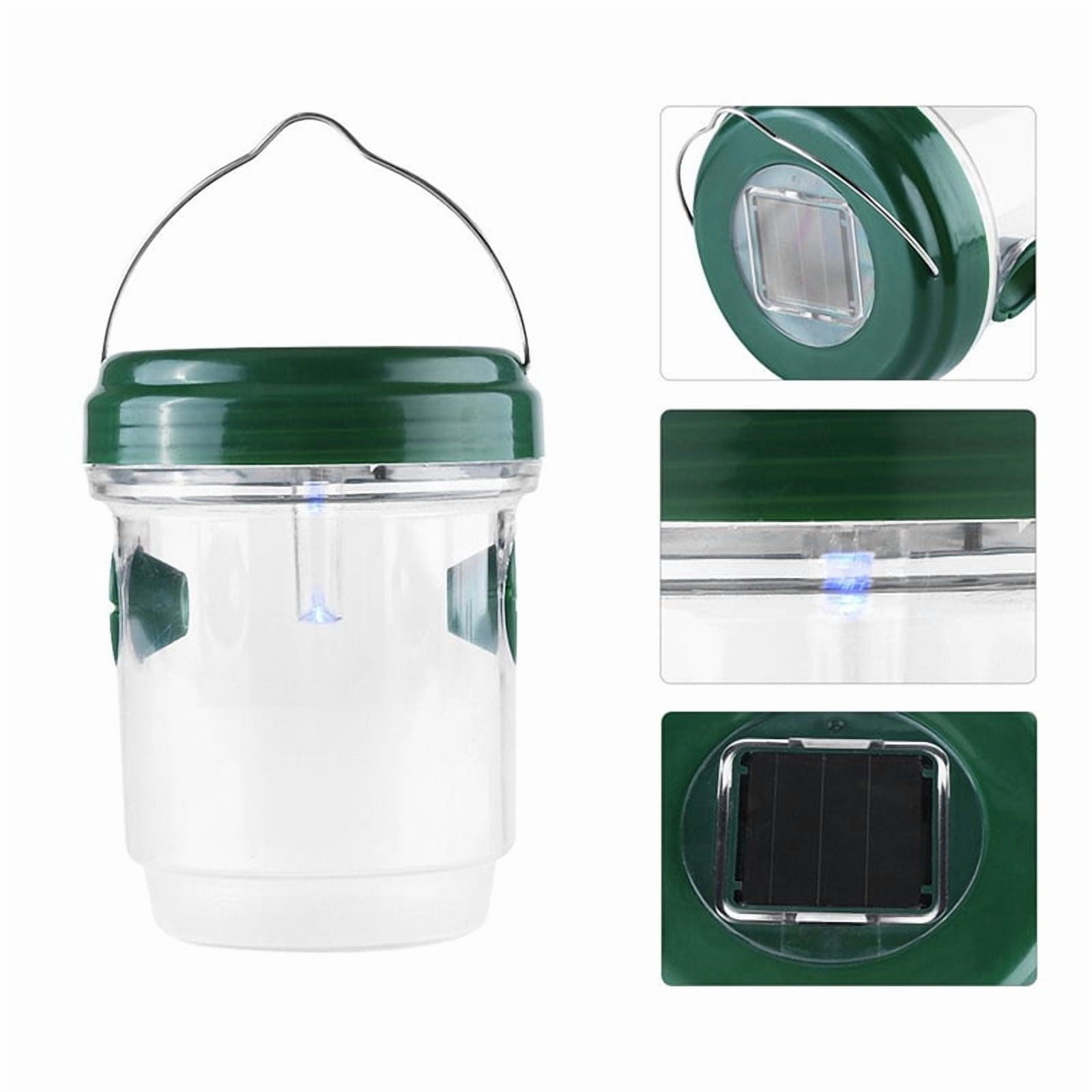Multipack Wasp Trap Solar Powered Bee Trap Reusable Fly Traps Outdoor Hanging Wasp Killer with UV LED Light Flying Insects Bee Killer for Indoor Outside Patio Garden Home (Green)