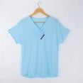 thumbnail image 4 of Dyfzdhu T Shirts for Women Casual V Neck Short Sleeve T Shirt Pleated Solid Color Button Top Blue, 4 of 8
