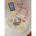 thumbnail image 4 of 2024 Anime Figure Kitty Canvas Bag Zippered Hello Kitty Student Book Large Capacity Class Tote Bag Shopping Girl Gift, 4 of 6